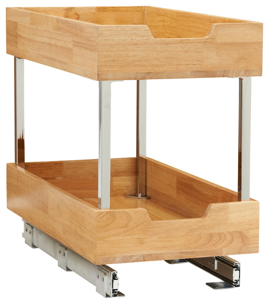 GLIDEZ Wood 2Tier Sliding Organizer 11.5" Wide Pantry And