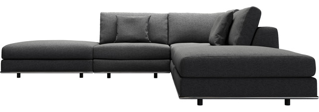 Perry Armless Corner Sofa Shadow Gray Fabric