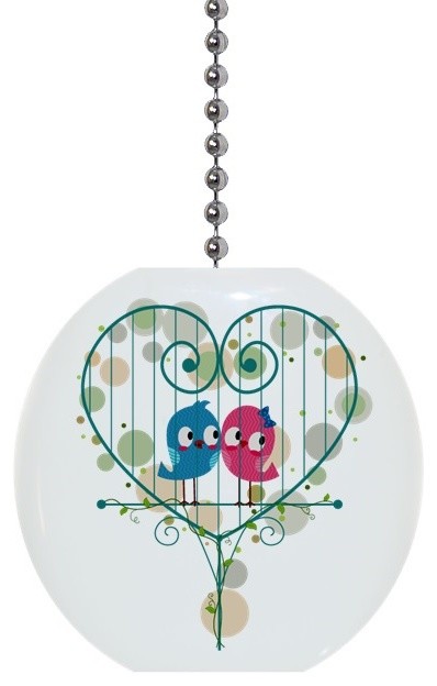 Birds In Heart Cage Ceiling Fan Pull Contemporary Ceiling Fan