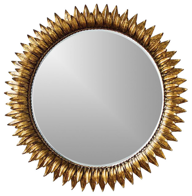 Regina Andrew Round Sun Mirror Antique Gold Contemporary Wall Regina Andrew Round Sun Mirror Antique Gold