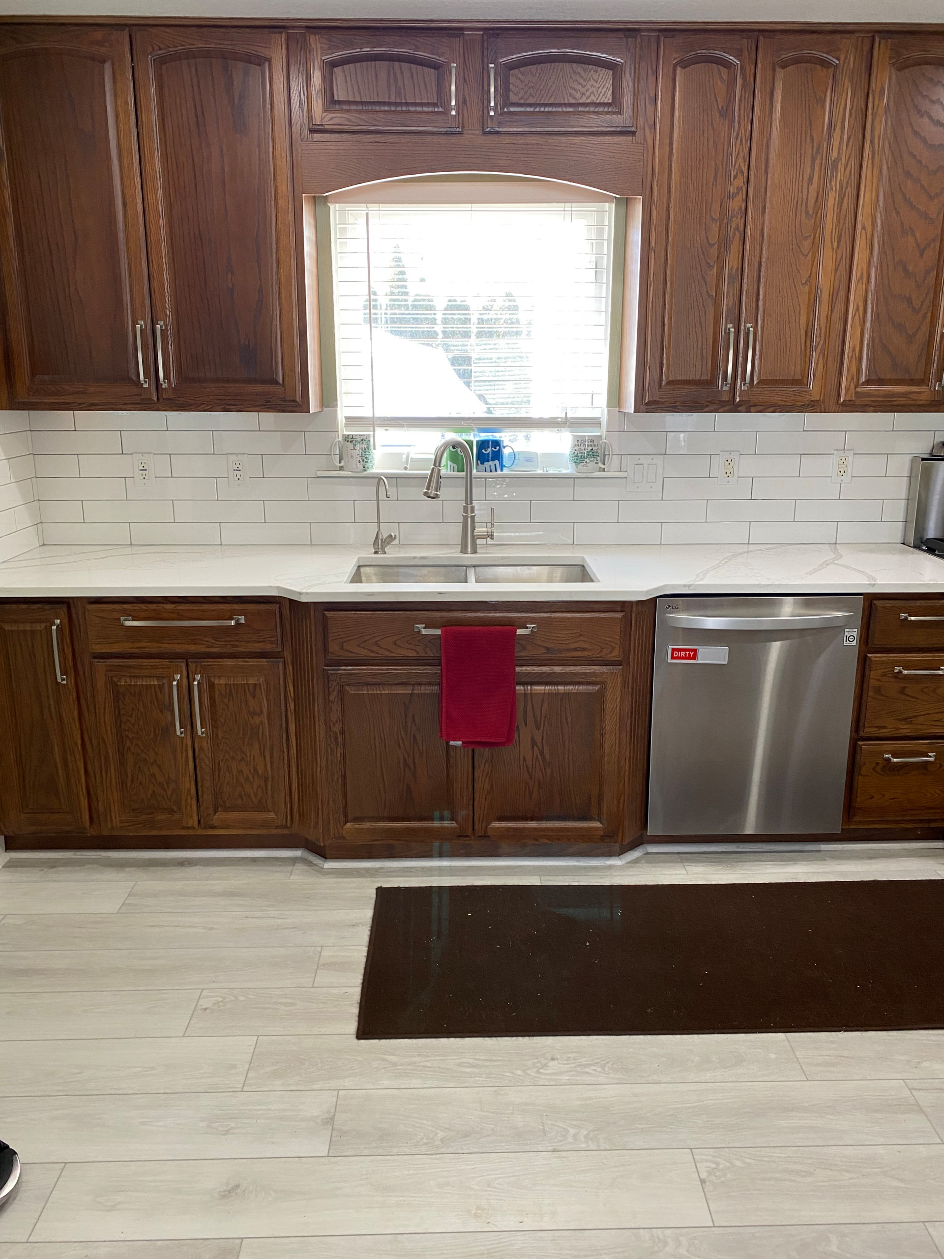 Waterford Quartz countertop and subway backsplash