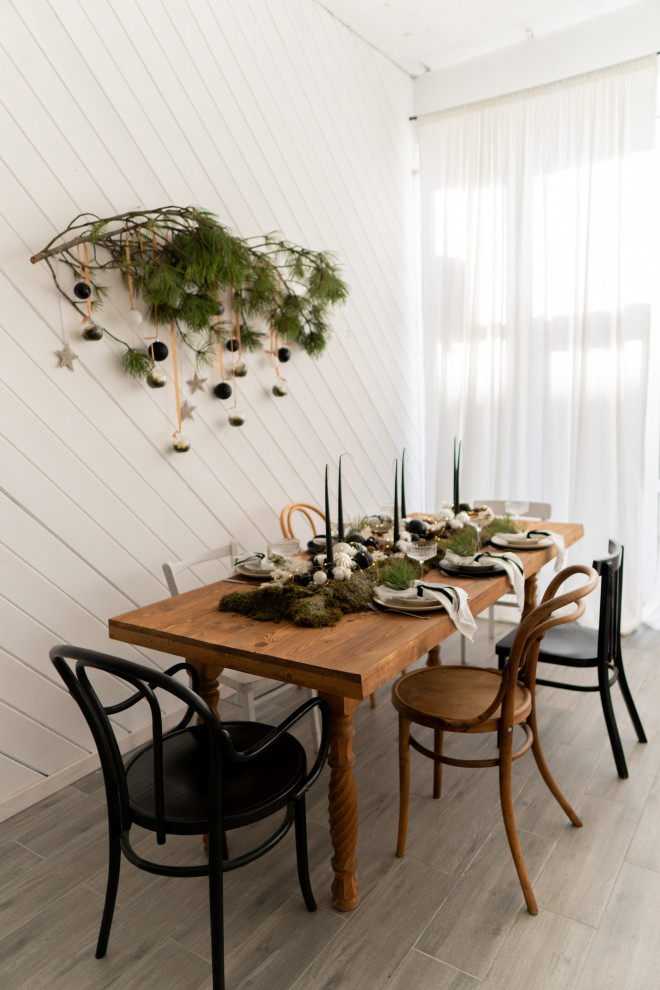 Photo of a scandinavian dining room in Moscow.