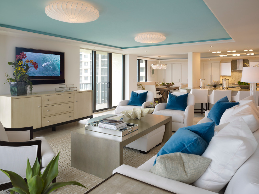 Photo of a beach style living room in Miami.