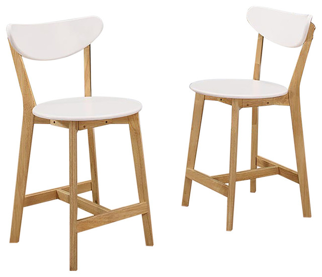 Retro Style Bar Stools Set Of 2 White And Natural Midcentury Retro Style Bar Stools Set Of 2 White And Natural