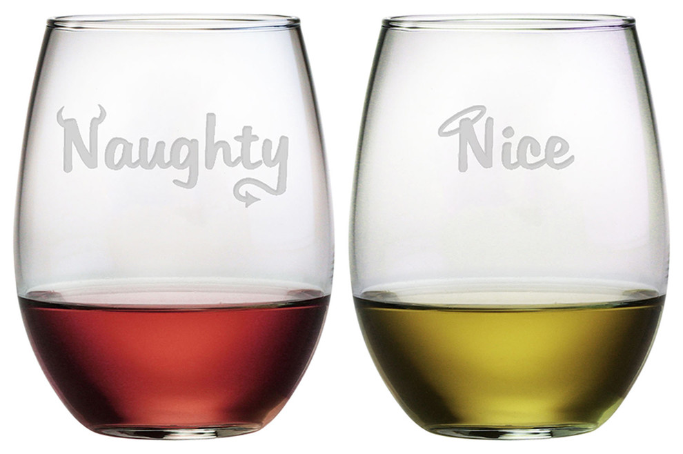 naughty or nice wine glass