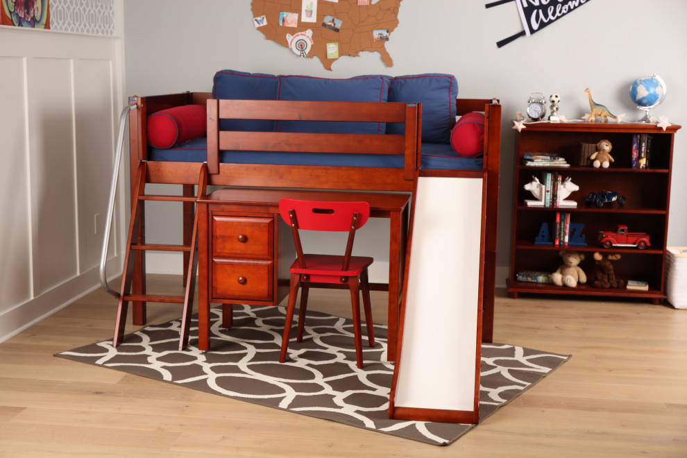 Espresso Loft Bed with Slide and Desk Modern Kids Other by Maxwood Furniture, Inc. Houzz