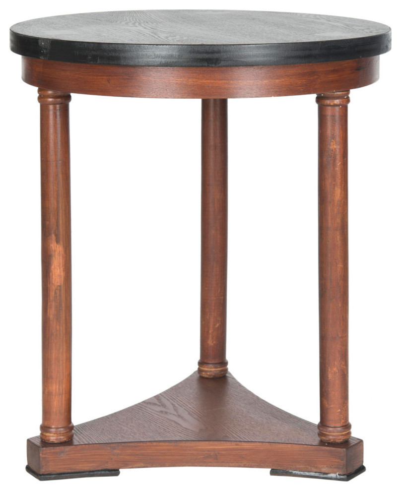 Carli Round Top Wood End Table, Brown - Transitional - Side Tables And ...