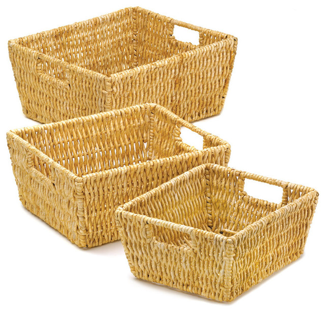 Woven Corn Husk Nesting Basket Set Farmhouse Baskets by VirVentures