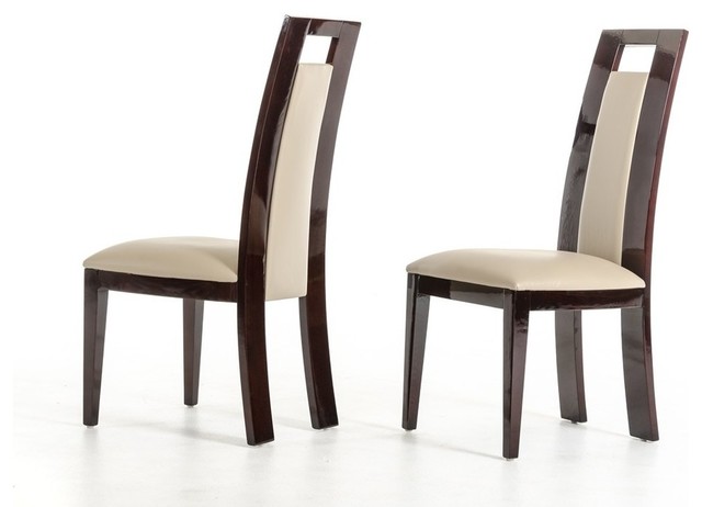 Modrest Douglas Modern Ebony And Taupe Dining Chair Set Of 2