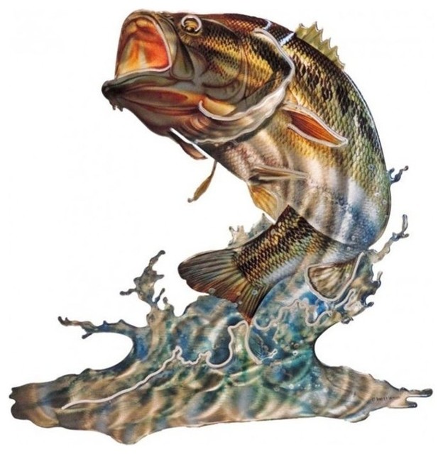 Metal Wall Art Fish bass fish metal wall art - beach style - metal wall art - Metal Wall Art Fish bass fish metal wall art - beach style - metal wall art -