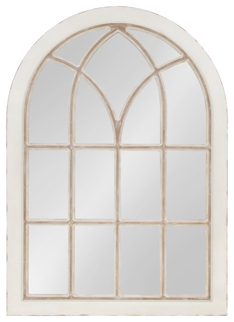 Nikoletta Large Windowpane Arch Mirror, Large Wooden Arch Mirror