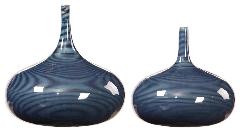 Uttermost 18988 Zayan Blue Vases, S/2