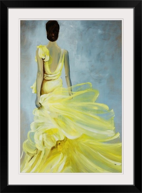 Fashion Design Yellow Dress Fashion Art Print on Canvas