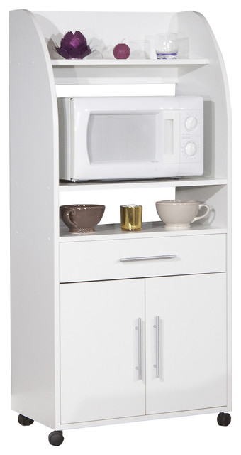 white kitchen microwave cart