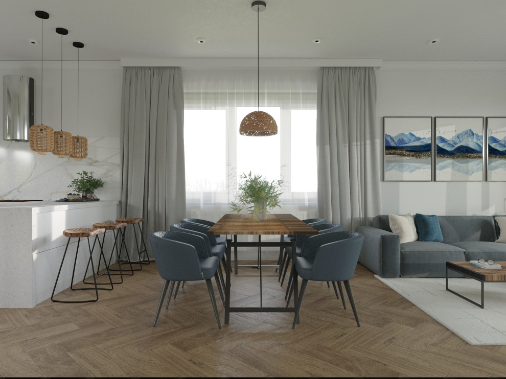 Проект кухни-гостиной в частном доме