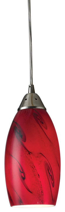 Galaxy 1-Light LED Pendant, Red and Satin Nickel