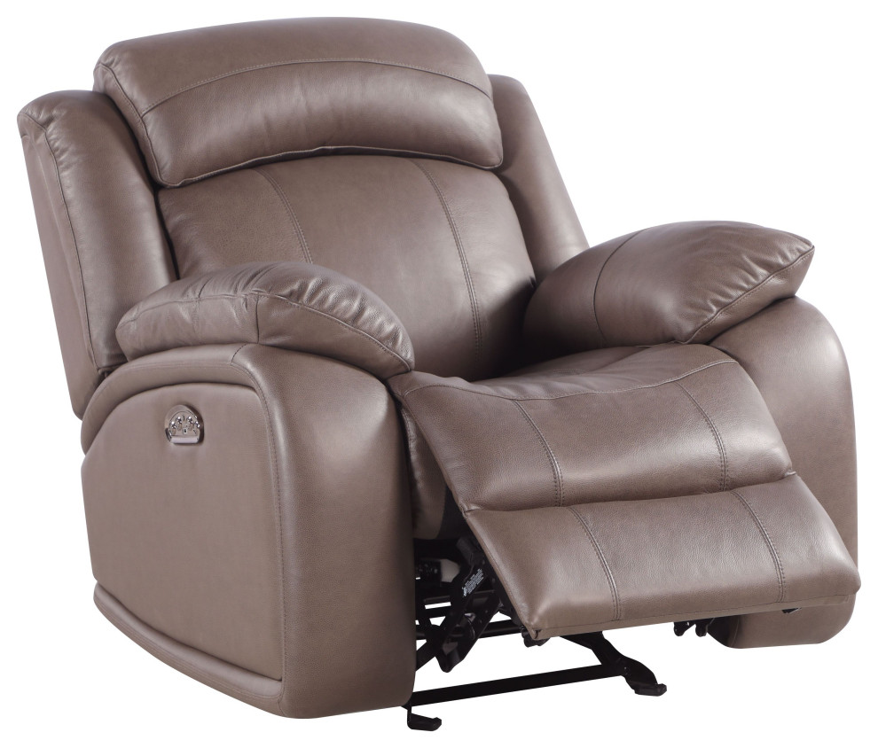 Rolland Top Grain Leather Power Recliner Glider With Adjustable