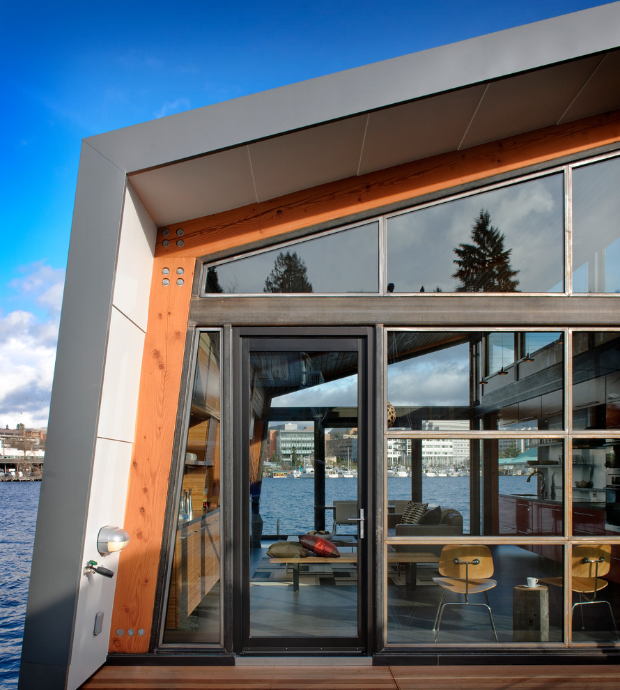 Photo of an industrial front door in Seattle with a glass front door.