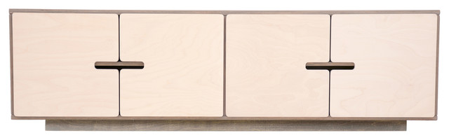PIX TV Stand, Pebble Grey and White