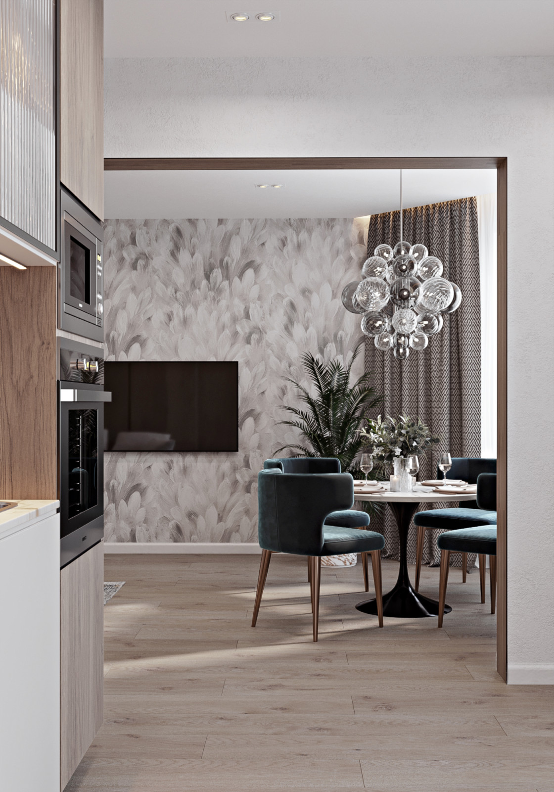 Дизайн проект кухни-гостиной ЖК Лазурный г. Воронеж