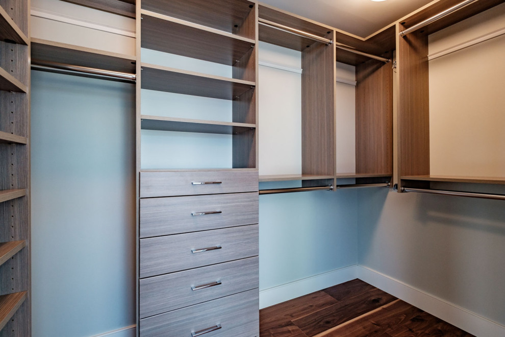 This is an example of a modern storage and wardrobe in Portland Maine.