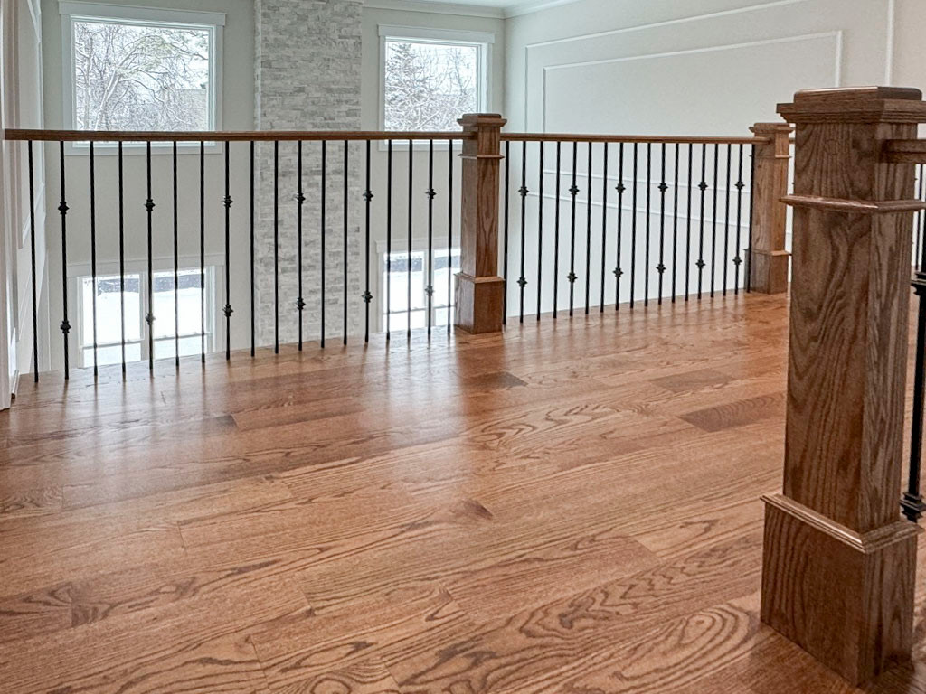 117_Distinct Oak Staircase with Iron Balusters & Oak Rail Profile, Chantilly VA
