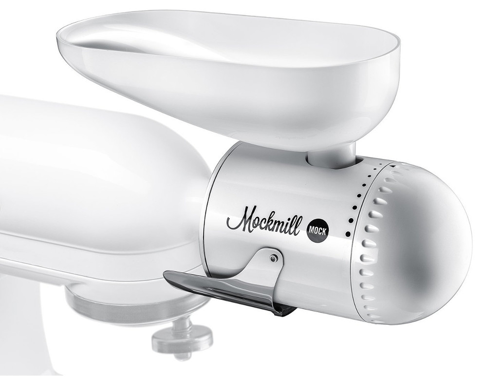 Mockmill White Metal and Ceramic Grain Mill Attachment for Stand Mixers