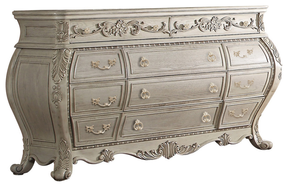 Wooden Dresser with 11 Drawers, Antique White Dressers by SIMPLE