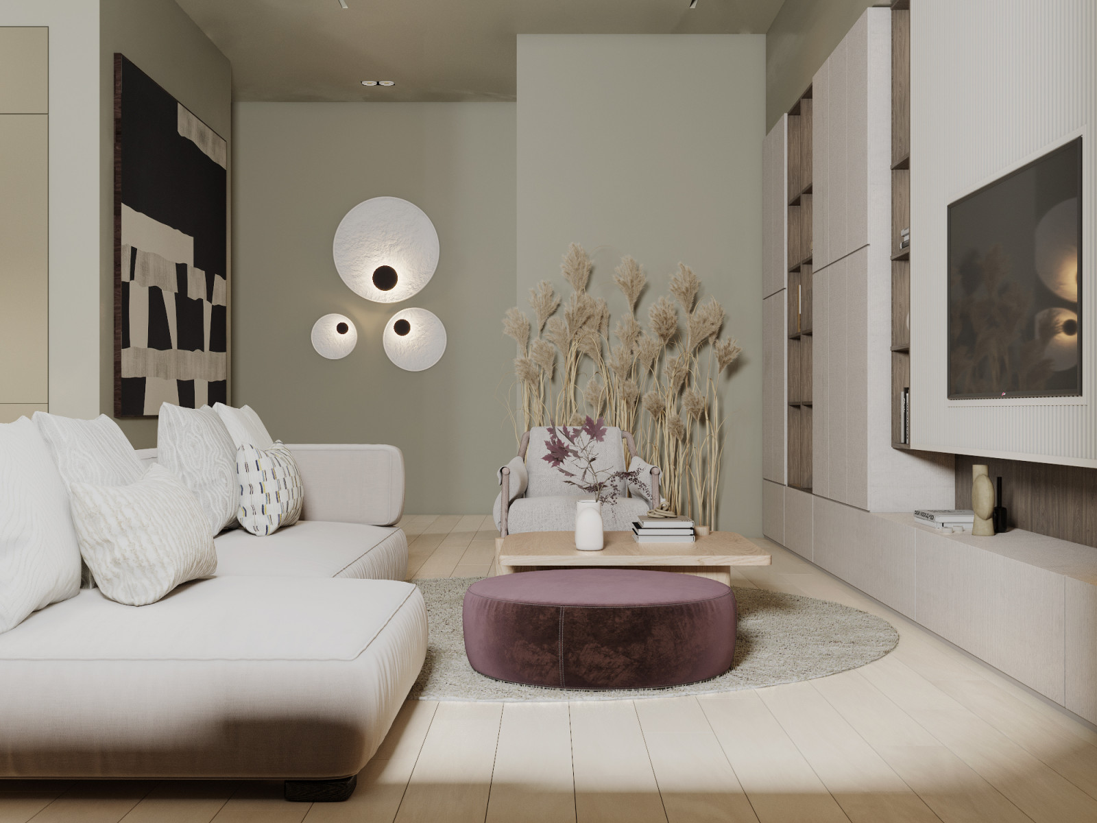 Проект №26Дизайн кухни совмещенной с гостиной