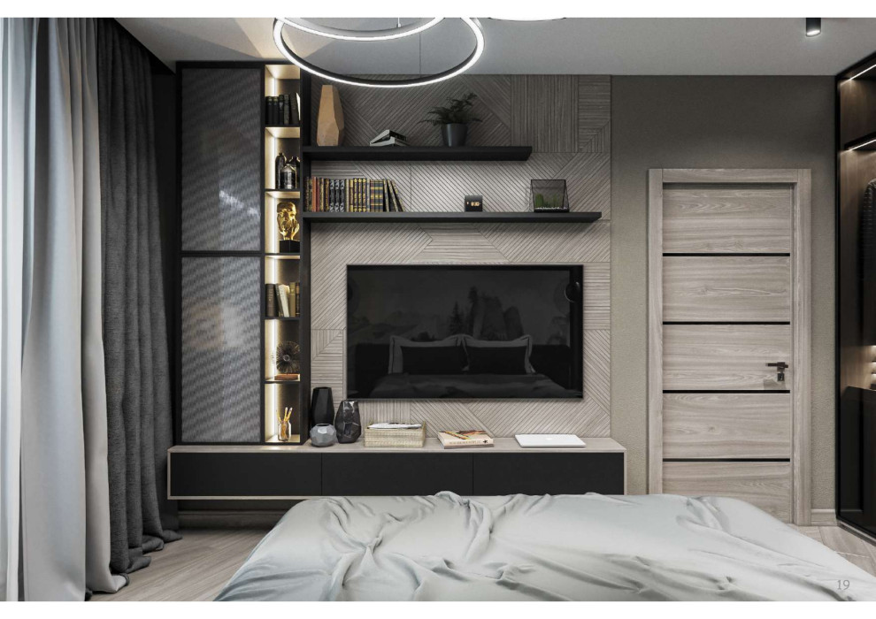 квартира в современном стиле в темных оттенках