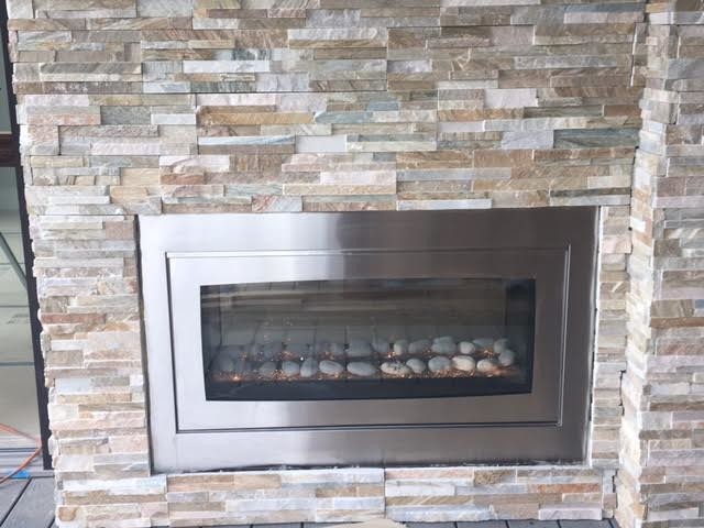 Gas And Electric Fireplace Inserts Contemporary Patio