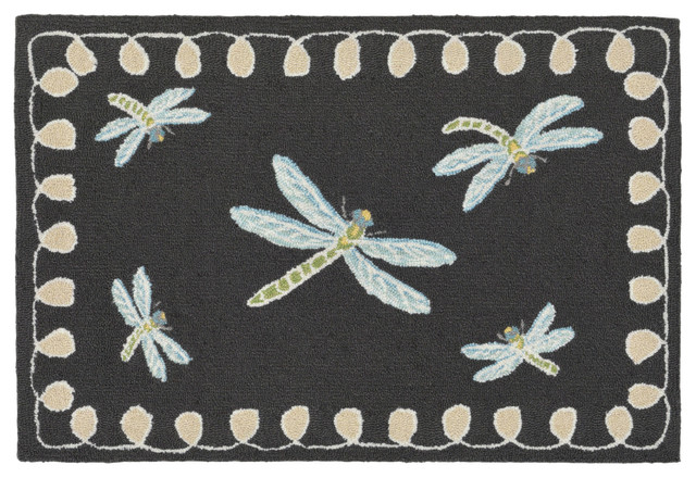 Frontporch Dragonfly Indoor Outdoor Rug Black Contemporary