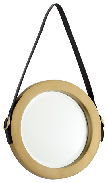 Cyan Round Venster Mirror 10715 - Antique Brass