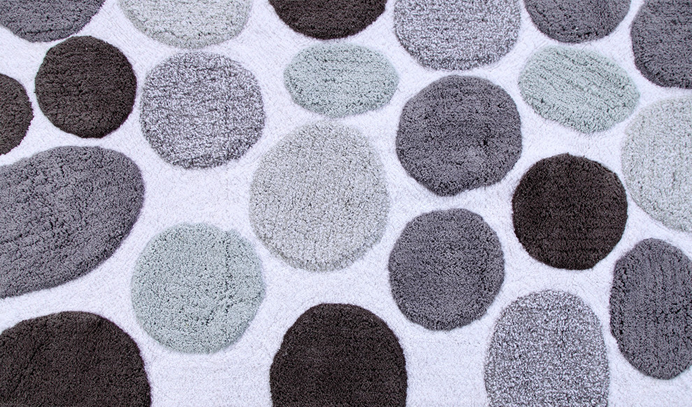 AntiSkid Machine Washable Cotton Pebble Stones Bath Rug, 34" X 21
