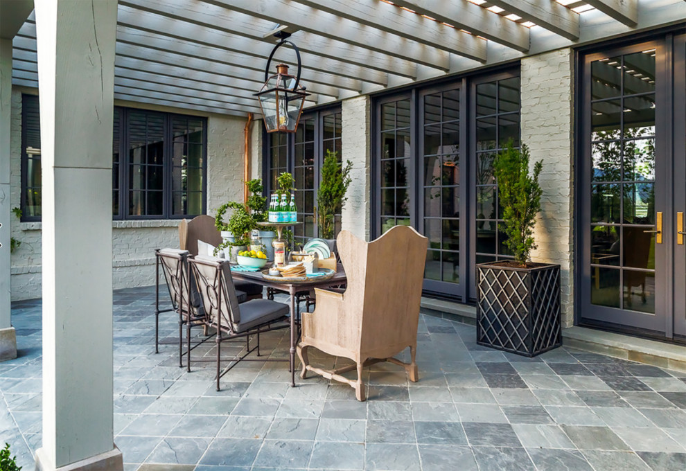 Outdoor Dining Pergola with French Quarter Yoke Lantern Transitional