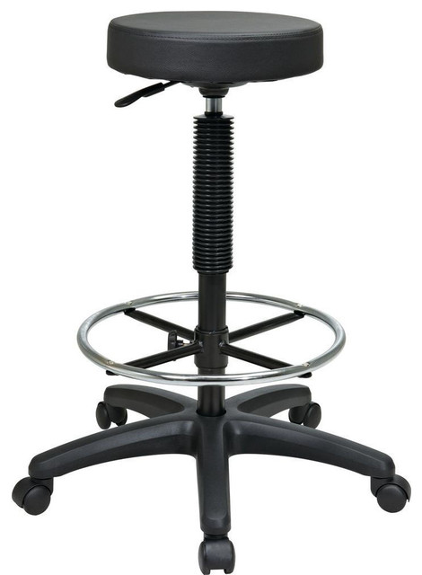 Pneumatic Drafting Chair Backless stool with Nylon Base and Adjustable Foot Ring