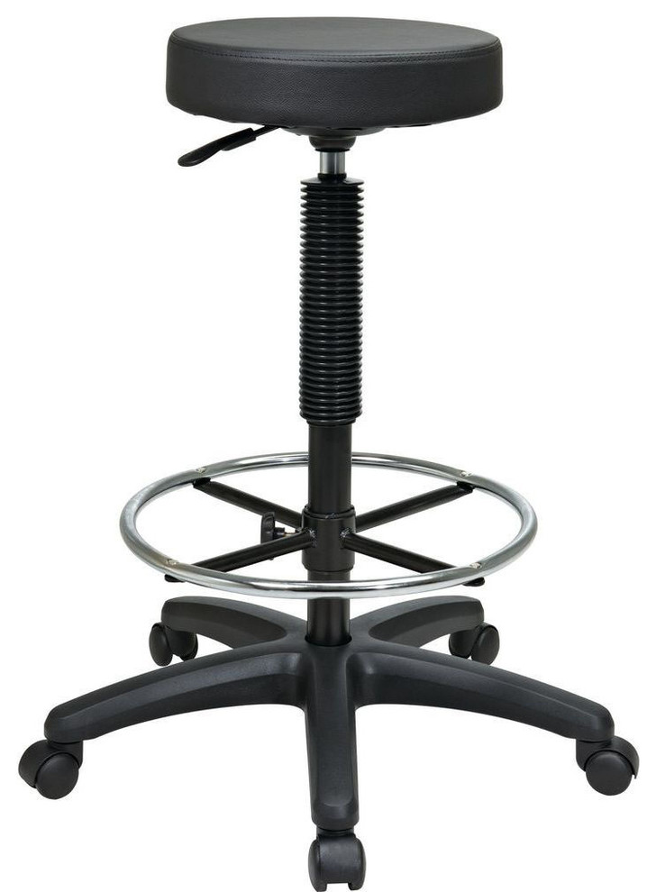 Pneumatic Drafting Chair Backless stool with Nylon Base and Adjustable Foot Ring