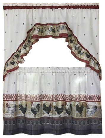 Curtains Pelmets Home Furniture Diy Rooster Design Burgundy