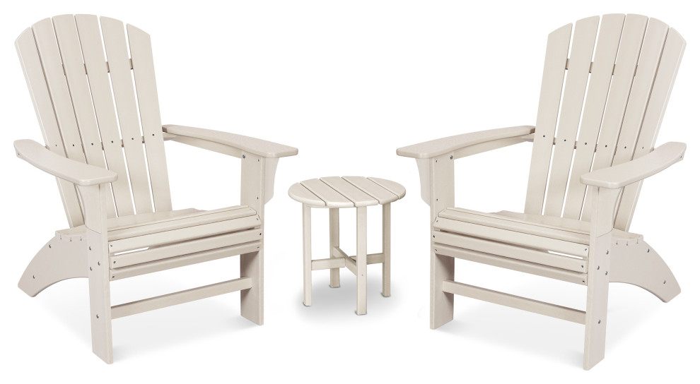 Trex Outdoor Yacht Club 3Piece Curveback Adirondack Set Beach Style Outdoor Lounge Sets