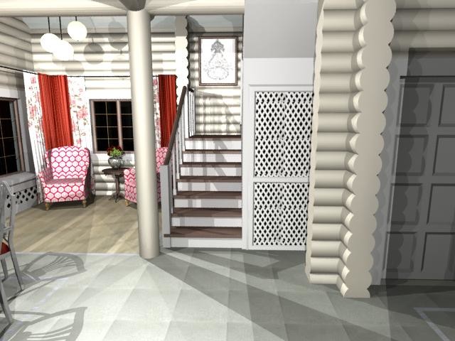 кухня-столовая в доме из бруса