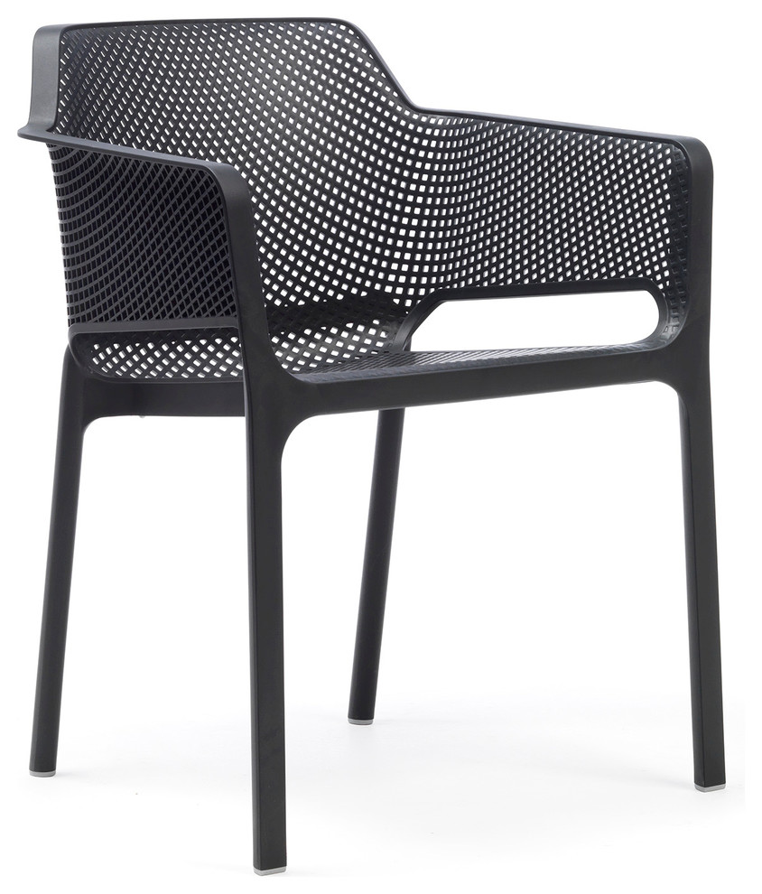 Net Stacking Armchairs, Set of 4, Black