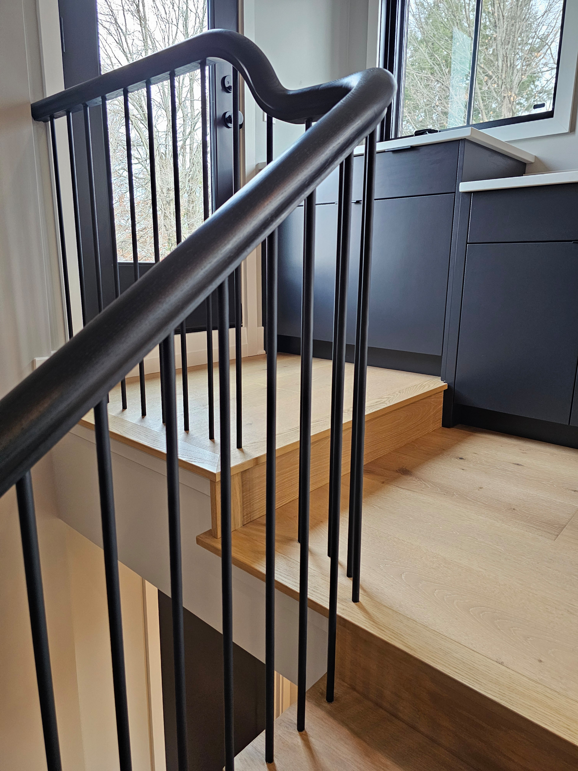 115_Stunning Continuous Rail System on 3 Story Floating Stairs; Arlington, VA 22