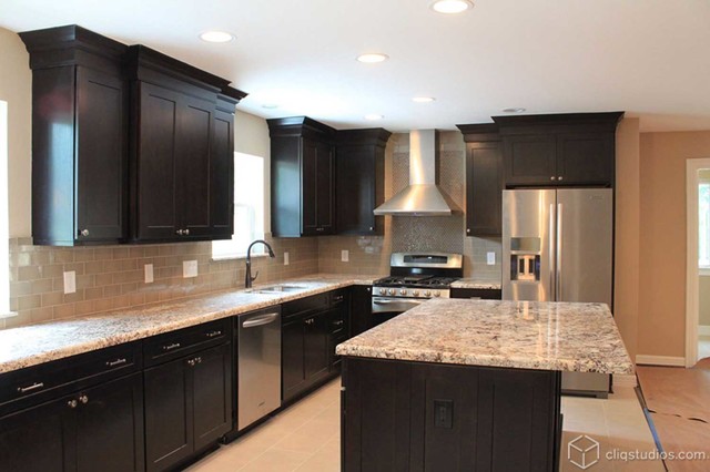 Black Kitchen Cabinets Traditional Kitchen Houston By