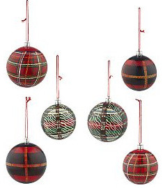 Linda Dano Hand Painted Plaid Ball Ornaments