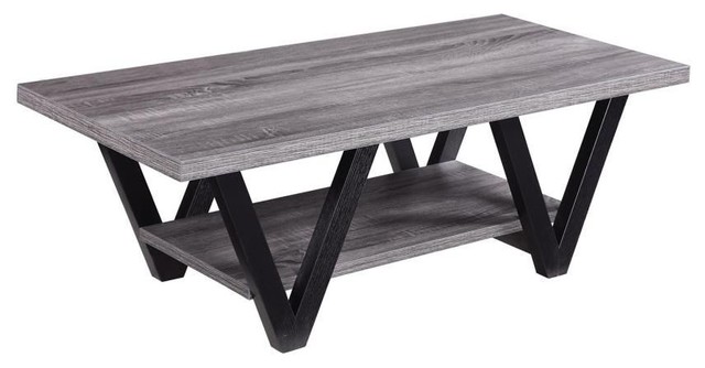 Zigzag Contemporary Solid Wooden Coffee Table With Bottom Shelf Coffee Table With Bottom Shelf