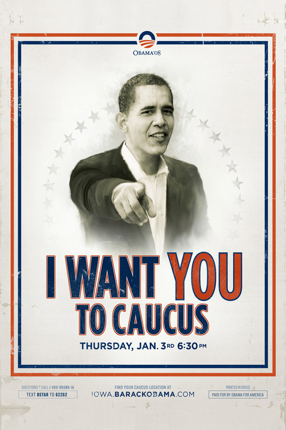Barack Obama (Iowa Caucus) Campaign Poster - 24 x 36