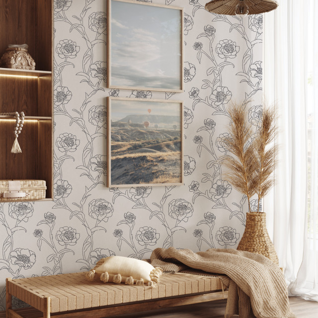 Peonies Peel and Stick Wallpaper - Contemporary - Wallpaper - by ...