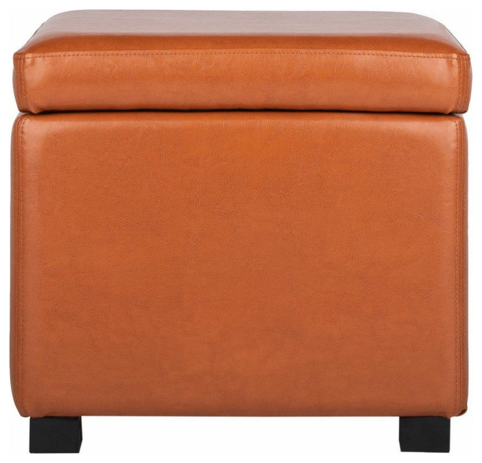 Nathan Flip Top Ottoman Black/Saddle Contemporary Footstools And