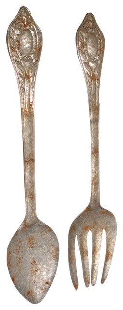 Large Fork And Spoon Wall Decor large metal fork and spoon wall decor, 2-piece set - farmhouse Large Fork And Spoon Wall Decor large metal fork and spoon wall decor, 2-piece set - farmhouse