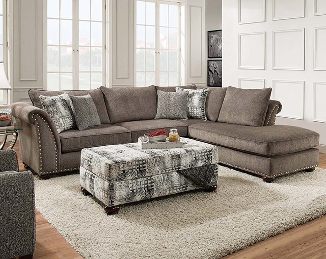 Cornell Pewter Two Piece Sectional Sofa Modern Living